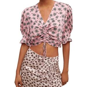 Floral Pink Ruched Top
